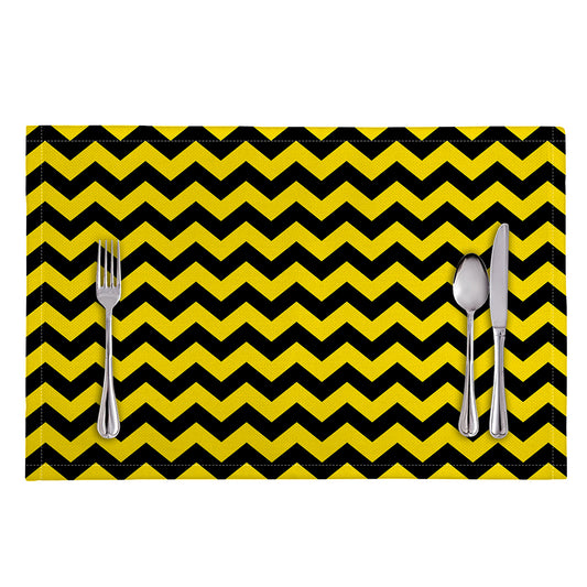 Black And Yellow Zigzag Pattern Print Placemat