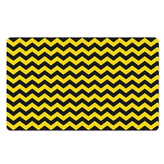 Black And Yellow Zigzag Pattern Print Polyester Doormat