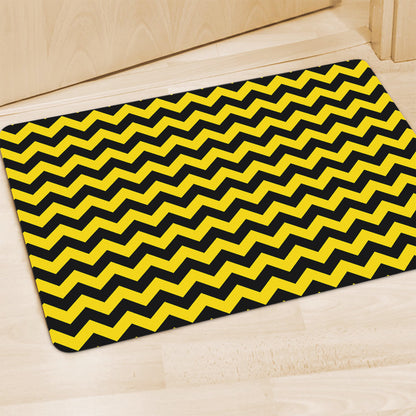Black And Yellow Zigzag Pattern Print Polyester Doormat