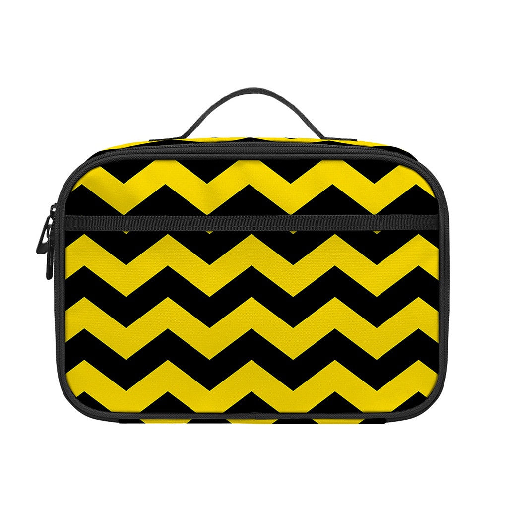 Black And Yellow Zigzag Pattern Print Portable Lunch Bag