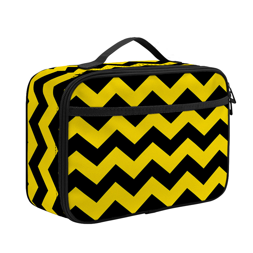 Black And Yellow Zigzag Pattern Print Portable Lunch Bag