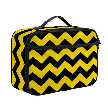 Black And Yellow Zigzag Pattern Print Portable Lunch Bag