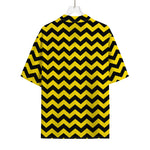 Black And Yellow Zigzag Pattern Print Rayon Hawaiian Shirt