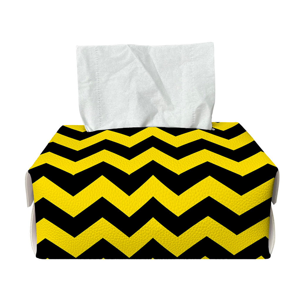 Black And Yellow Zigzag Pattern Print Rectangle Tissue Box Cover