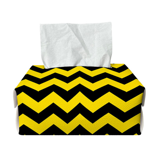 Black And Yellow Zigzag Pattern Print Rectangle Tissue Box Cover
