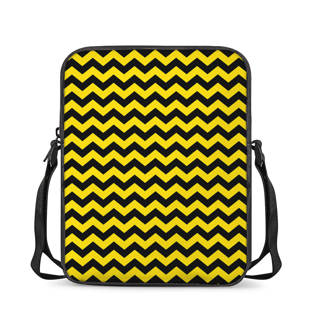 Black And Yellow Zigzag Pattern Print Rectangular Crossbody Bag