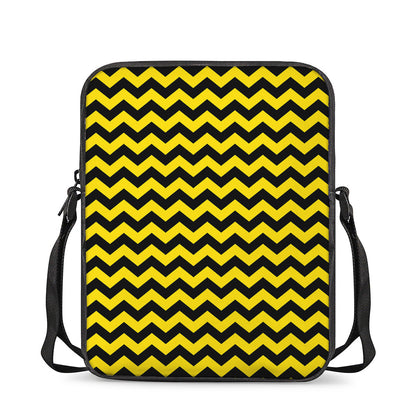 Black And Yellow Zigzag Pattern Print Rectangular Crossbody Bag