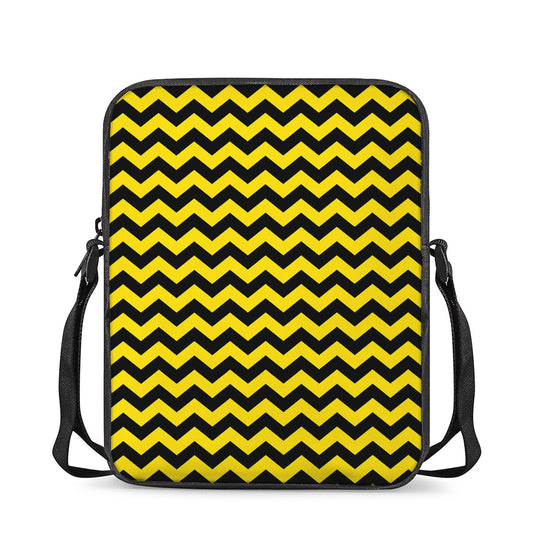 Black And Yellow Zigzag Pattern Print Rectangular Crossbody Bag