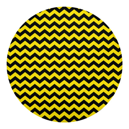 Black And Yellow Zigzag Pattern Print Round Blanket