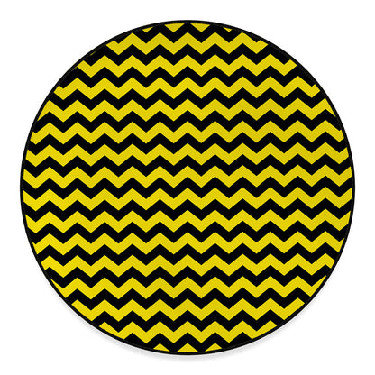 Black And Yellow Zigzag Pattern Print Round Floor Mat