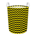 Black And Yellow Zigzag Pattern Print Round Laundry Basket