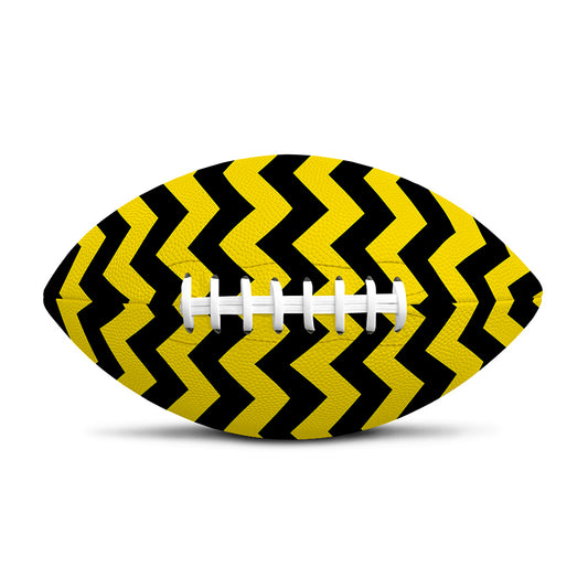 Black And Yellow Zigzag Pattern Print Rugby Ball