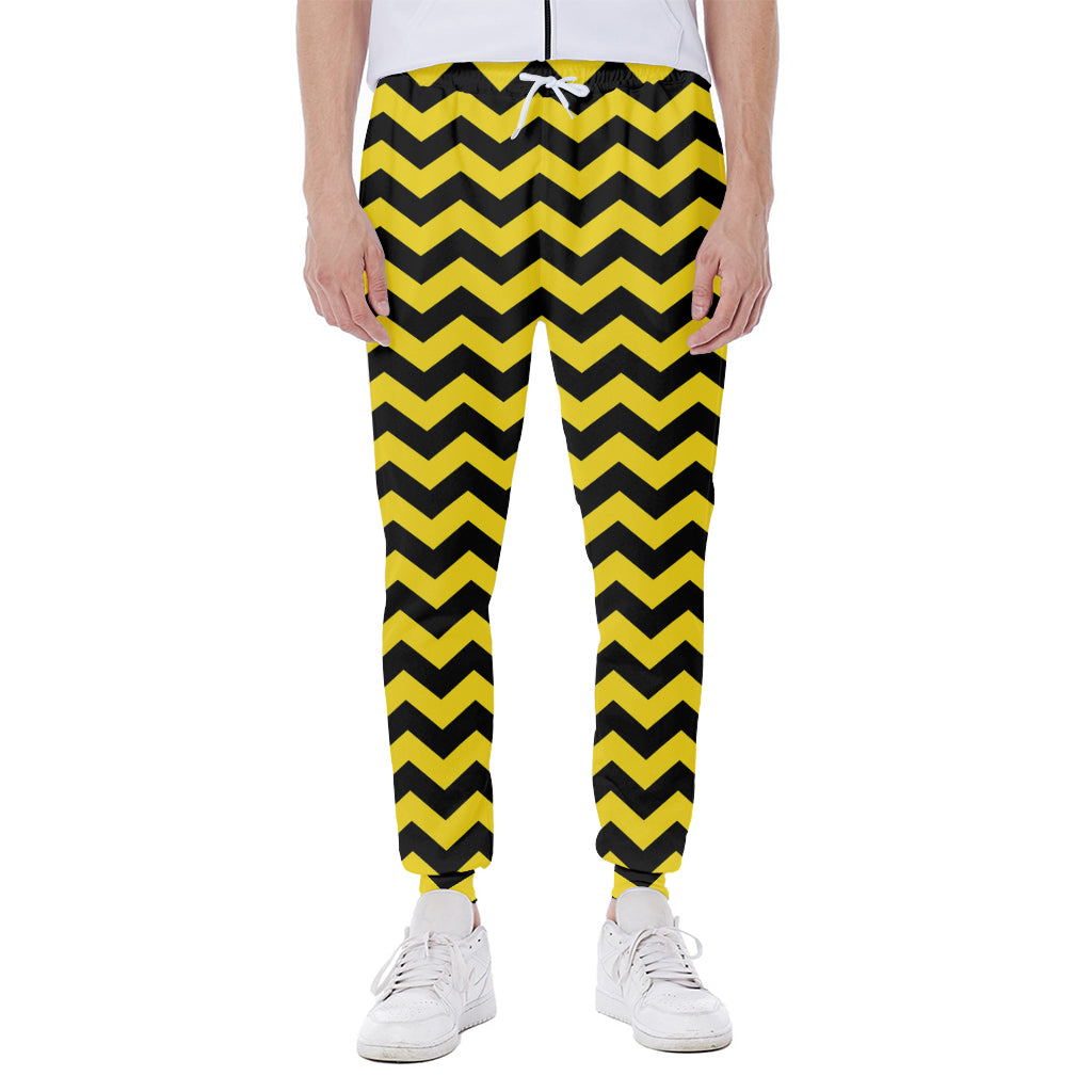 Black And Yellow Zigzag Pattern Print Scuba Joggers