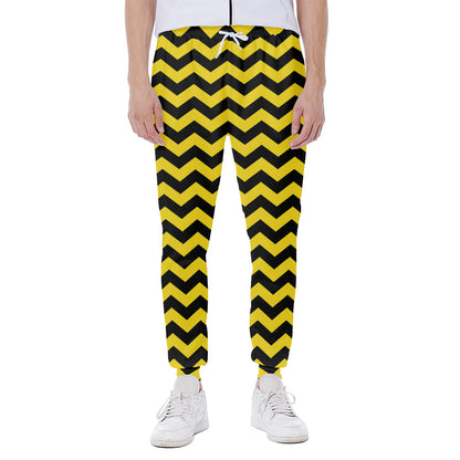 Black And Yellow Zigzag Pattern Print Scuba Joggers