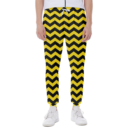 Black And Yellow Zigzag Pattern Print Scuba Joggers