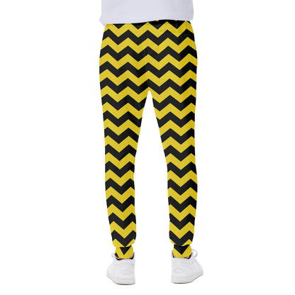 Black And Yellow Zigzag Pattern Print Scuba Joggers