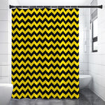 Black And Yellow Zigzag Pattern Print Shower Curtain