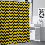 Black And Yellow Zigzag Pattern Print Shower Curtain