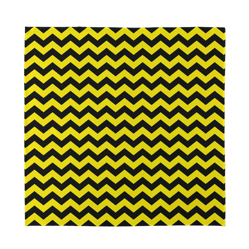 Black And Yellow Zigzag Pattern Print Silk Bandana
