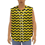 Black And Yellow Zigzag Pattern Print Sleeveless Baseball Jersey