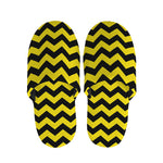 Black And Yellow Zigzag Pattern Print Slippers