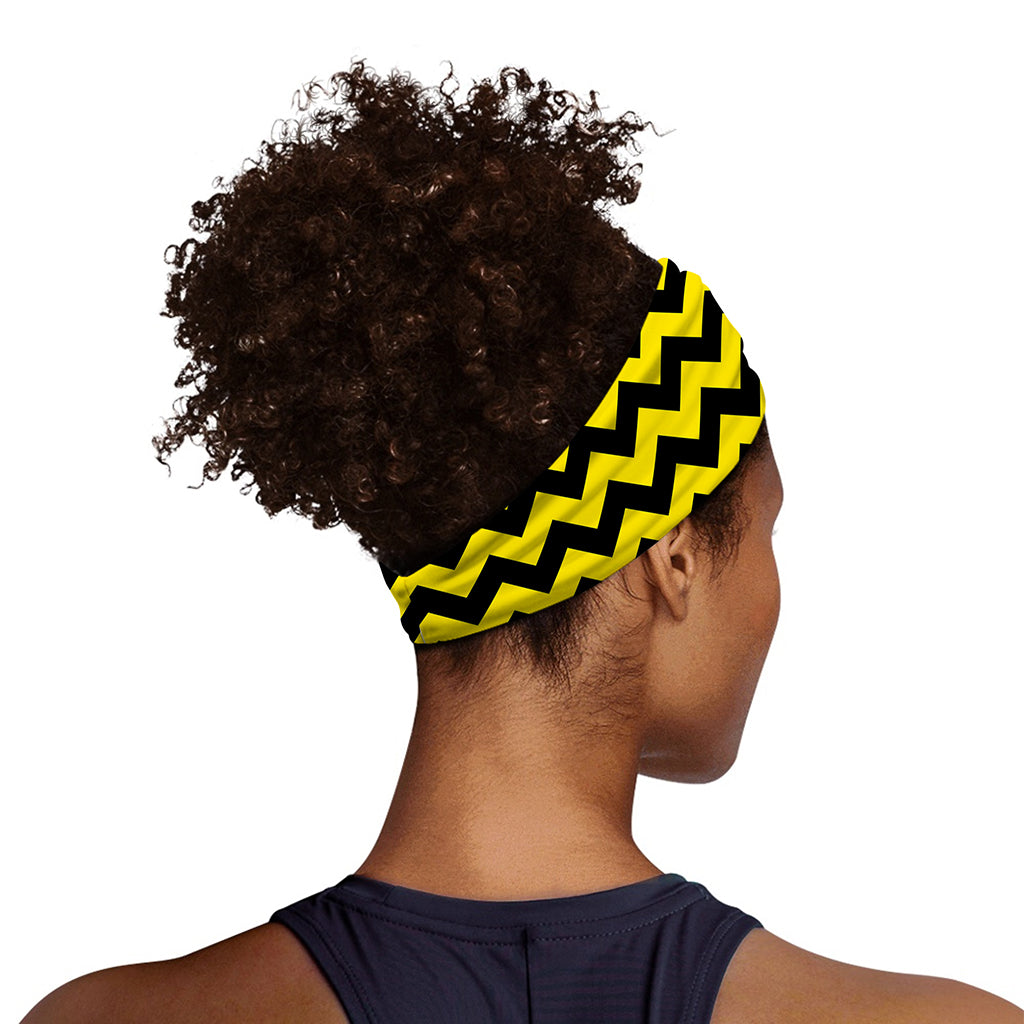 Black And Yellow Zigzag Pattern Print Sports Headband