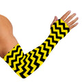 Black And Yellow Zigzag Pattern Print Sun Protection Arm Sleeves