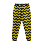 Black And Yellow Zigzag Pattern Print Sweatpants