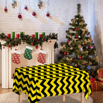 Black And Yellow Zigzag Pattern Print Tablecloth
