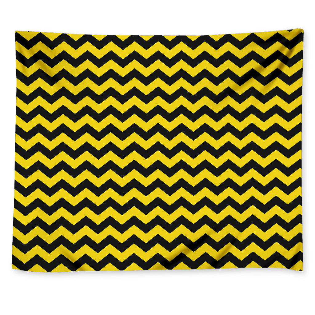 Black And Yellow Zigzag Pattern Print Tapestry