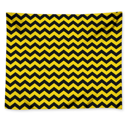 Black And Yellow Zigzag Pattern Print Tapestry