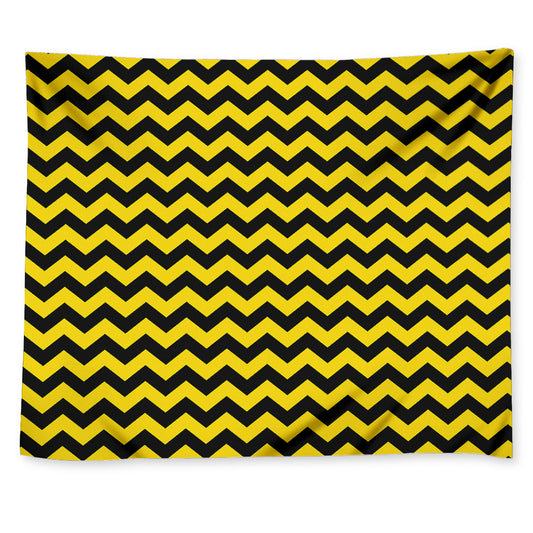 Black And Yellow Zigzag Pattern Print Tapestry