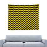 Black And Yellow Zigzag Pattern Print Tapestry