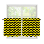 Black And Yellow Zigzag Pattern Print Tier Curtains
