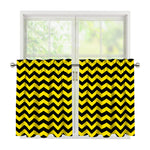 Black And Yellow Zigzag Pattern Print Tier Curtains