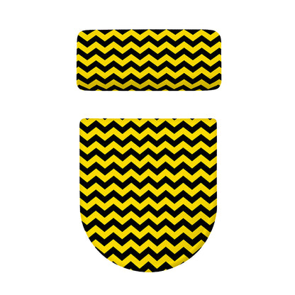 Black And Yellow Zigzag Pattern Print Toilet Lid And Tank Cover Set