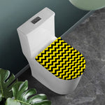 Black And Yellow Zigzag Pattern Print Toilet Lid Cover