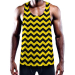 Black And Yellow Zigzag Pattern Print Training Tank Top