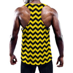 Black And Yellow Zigzag Pattern Print Training Tank Top