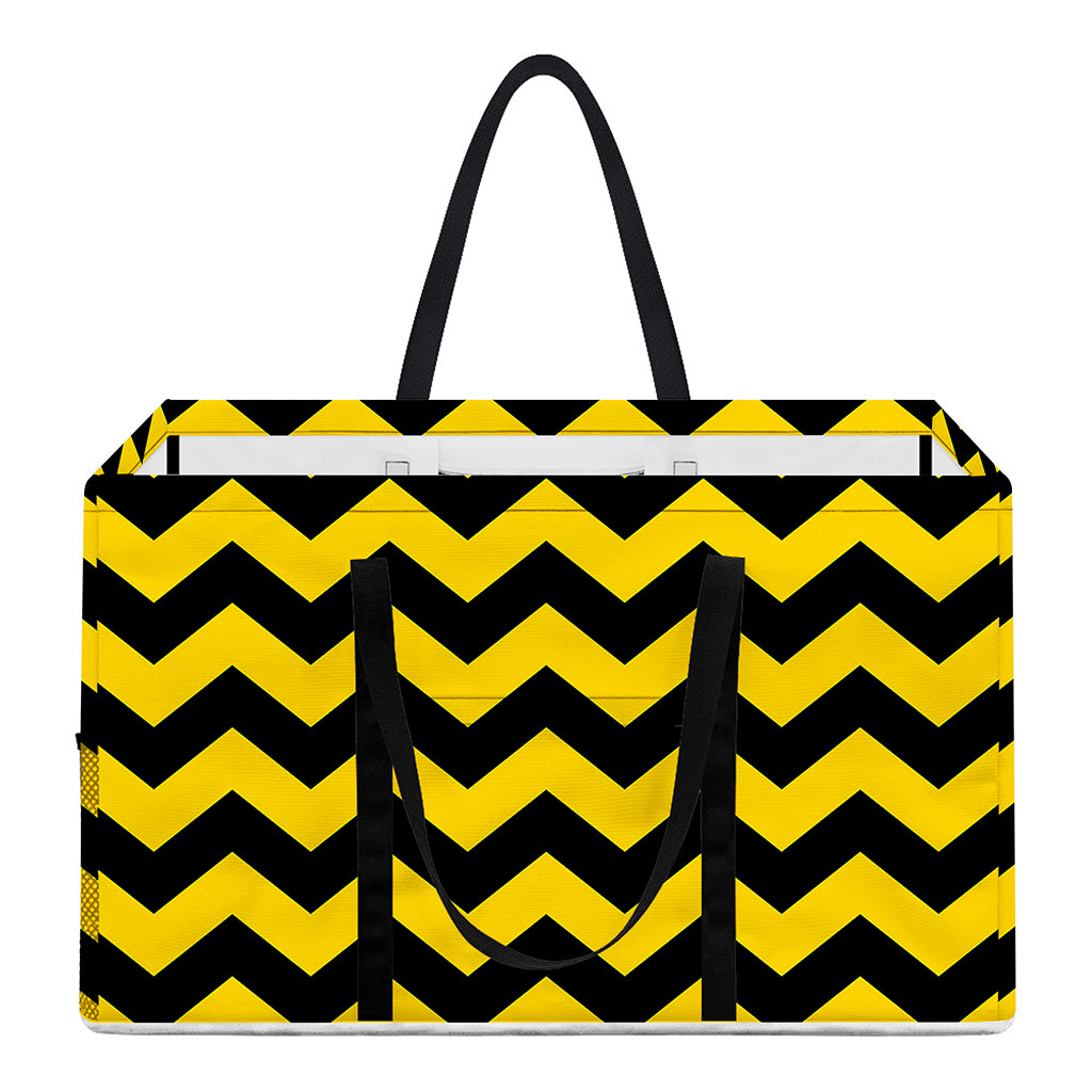 Black And Yellow Zigzag Pattern Print Utility Tote Bag