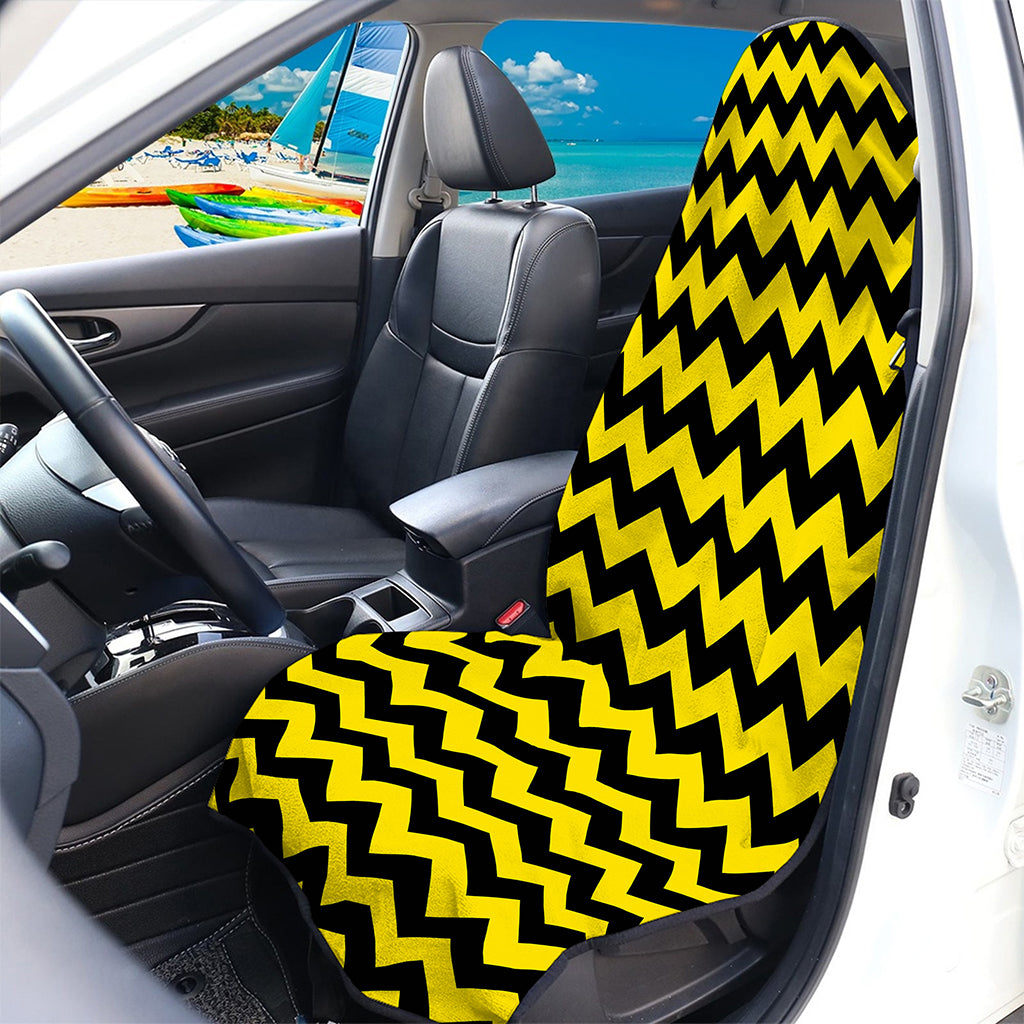 Black And Yellow Zigzag Pattern Print Waterproof Car Seat Cover