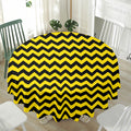 Black And Yellow Zigzag Pattern Print Waterproof Round Tablecloth