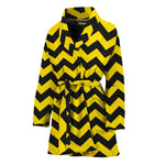Black And Yellow Zigzag Pattern Print Women's Bathrobe