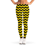 Black And Yellow Zigzag Pattern Print Women's Leggings