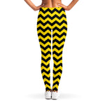 Black And Yellow Zigzag Pattern Print Women's Leggings