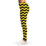 Black And Yellow Zigzag Pattern Print Women's Leggings