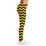 Black And Yellow Zigzag Pattern Print Women's Leggings