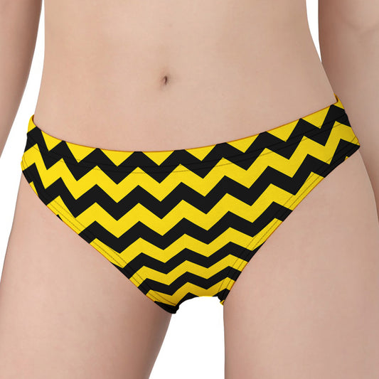 Black And Yellow Zigzag Pattern Print Women's Panties