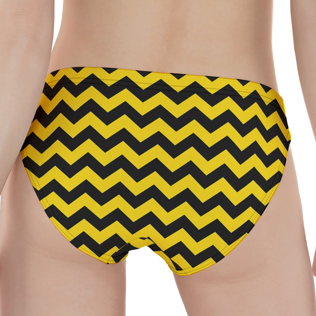 Black And Yellow Zigzag Pattern Print Women's Panties
