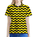 Black And Yellow Zigzag Pattern Print Women's Polo Shirt